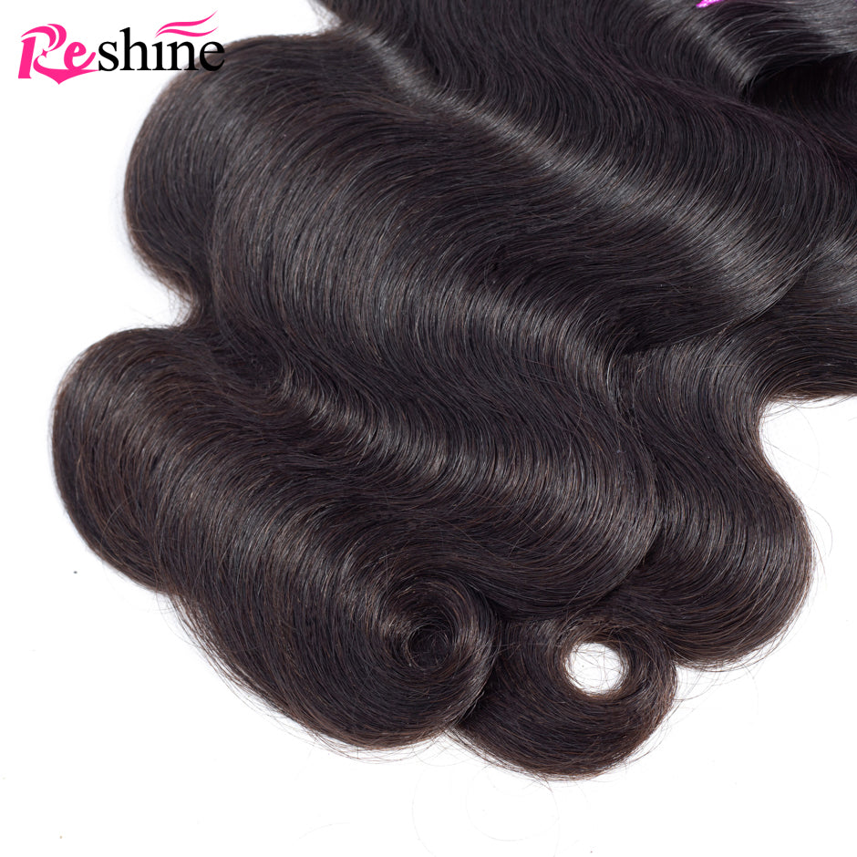 4 Bundles Deal Peruvian Body Wave Bundles Natural Color Human Hair Weaving - reshine