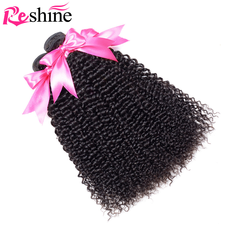 Kinky Curly Human Hair Bundles 10-26 Inch Natural Color Curly Hair 3 Bundles - reshine