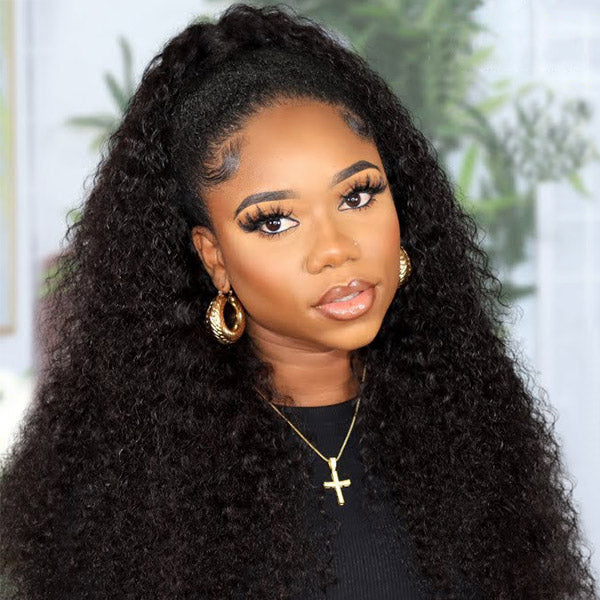 kinky curly hair half wigs