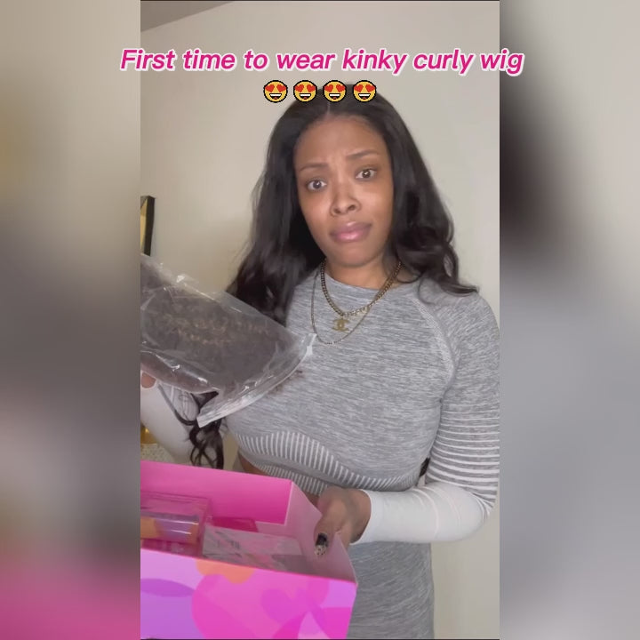 Lynee Recommend 4/27 Highlight Kinky Curly Glueless Human Hair Wigs 4x6 Lace Closure Wear Go Wig