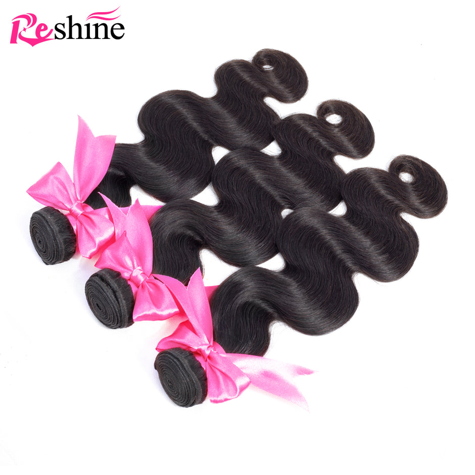 Brazilian Hair Weave Bundles 3 PCS Body Wave Human Hair Natural Color 10-26 Inch - reshine