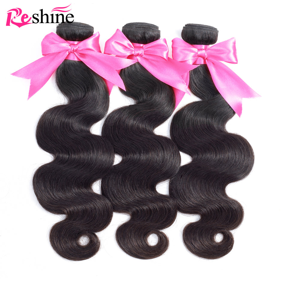 Peruvian Body Wave Human Hair Bundles With Frontal Natural Color Free Part Middle Part - reshine