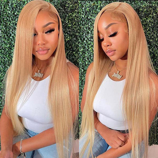 Reshine Hair Strawberry Blonde Straight Human Hair Lace Wigs For Women - reshine