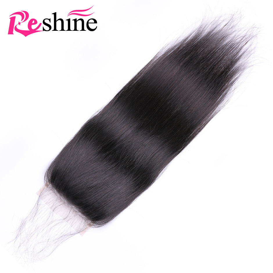 Free Part Straight Human Hair Lace Closure 4X4 Lace Size Straight Hair Closure - reshine