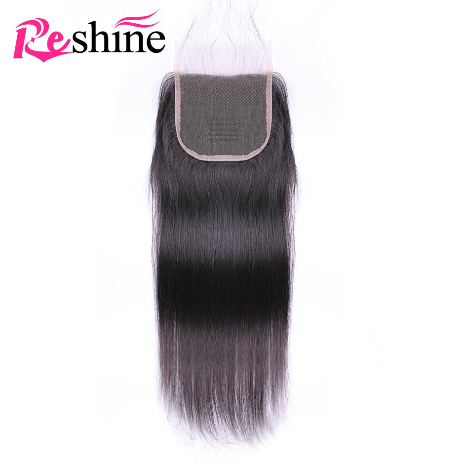 Free Part Straight Human Hair Lace Closure 4X4 Lace Size Straight Hair Closure - reshine