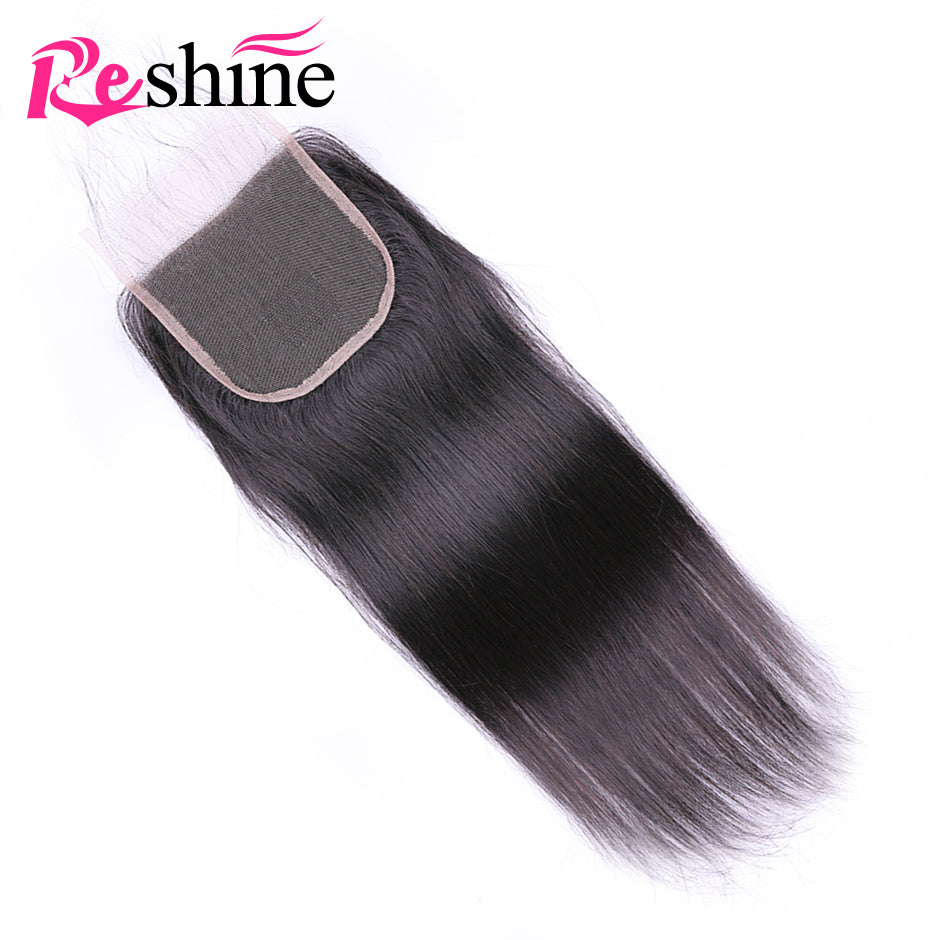 Free Part Straight Human Hair Lace Closure 4X4 Lace Size Straight Hair Closure - reshine