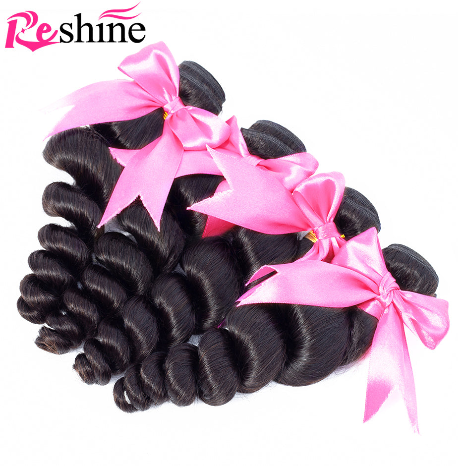 Loose Wave Human Hair 4 Bundles Deal Natural Color Brazilian/Peruvian/Malaysian Hair - reshine