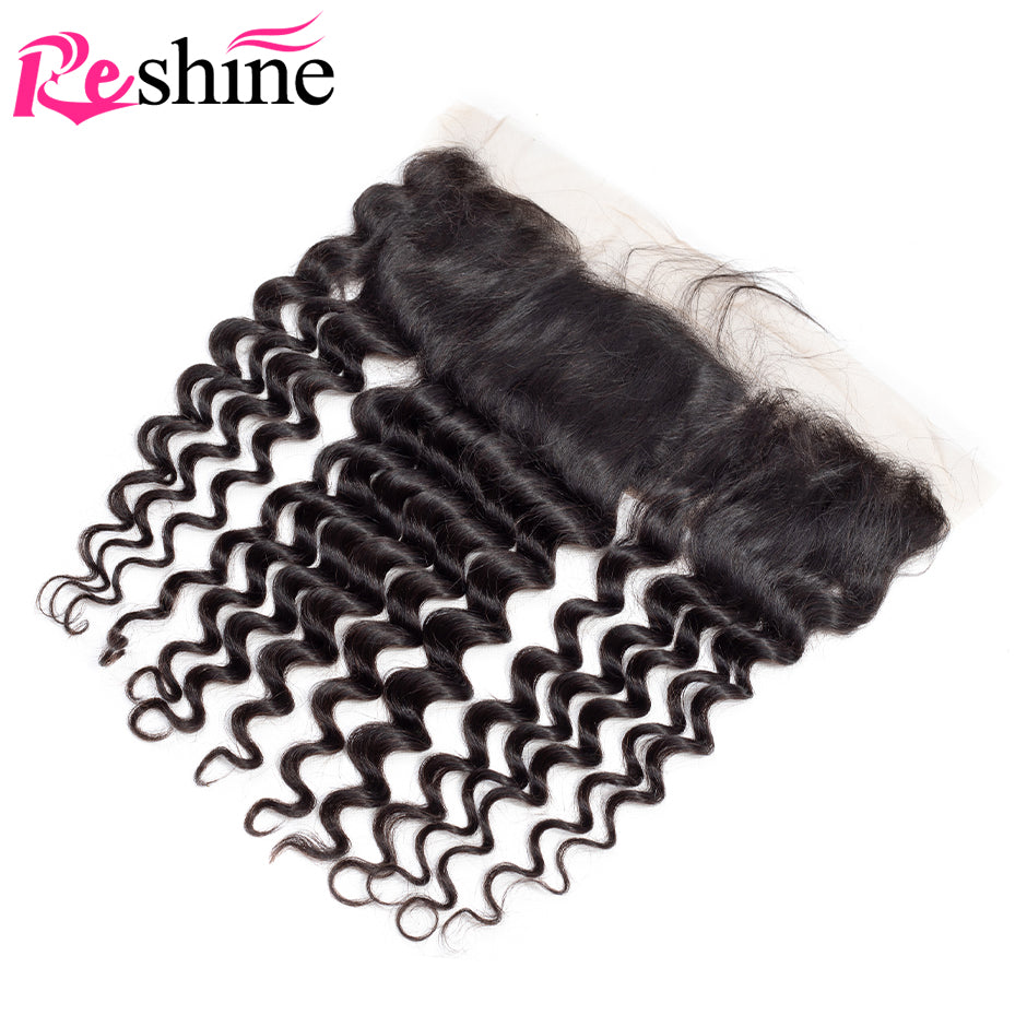 Deep Wave Hair 3 Bundles With 13X4 Lace Frontal Closure Brazilian/Peruvian/Malaysian Hair - reshine