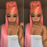 Jaygambino Recommend Straight Human Hair Wigs Pink Color Lace Wigs For Black Women Straight Hair Closure Wigs - reshine