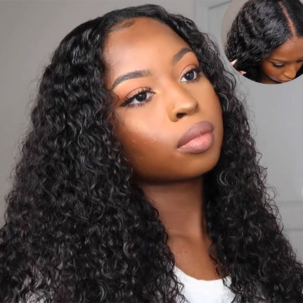 Reshine Hair V Part Wig Human Hair Cheap Wigs For Black Women Kinky Curly I Part Wig Curly Hair Half Wig - reshine