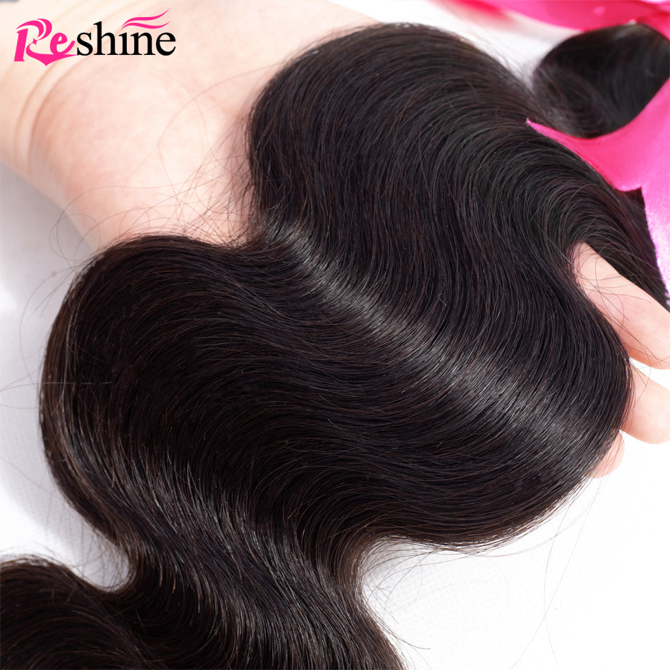 4 Bundles Deal Peruvian Body Wave Bundles Natural Color Human Hair Weaving - reshine