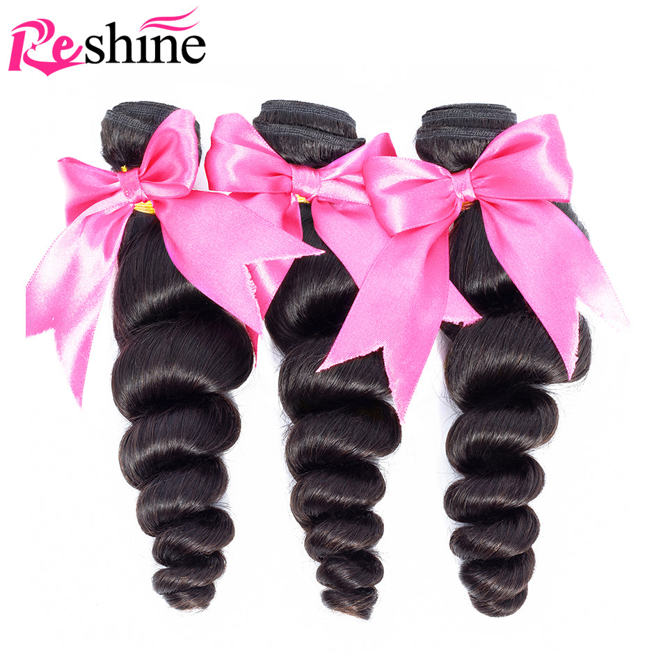 Peruvian Hair Bundles Loose Wave Human Hair Extensions 100% Human Hair - reshine