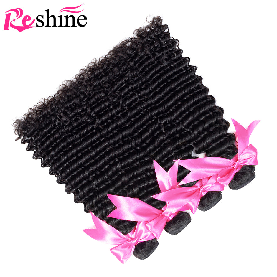 Malaysian Deep Curly Hair Bundles 10-26 Inch Natural Color Human Hair Weaving - reshine