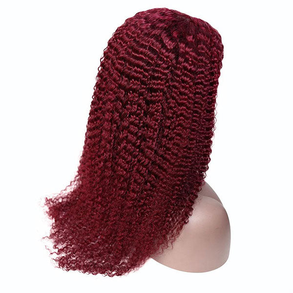 99j Hair Burgundy Wig Kinky Curly Hair Lace Wigs