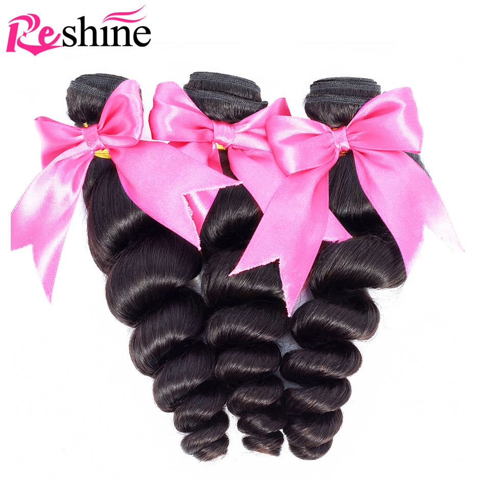 Peruvian Hair Bundles Loose Wave Human Hair Extensions 100% Human Hair - reshine