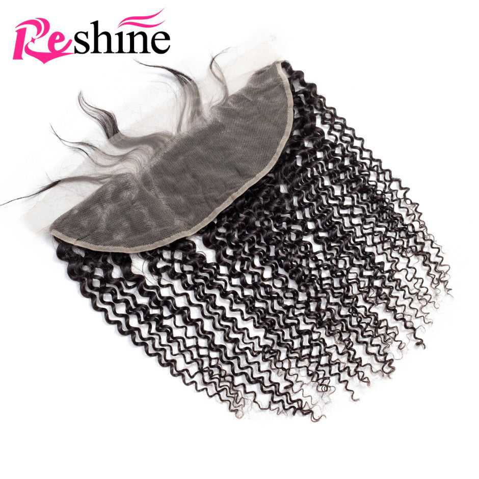 Brazilian Kinky Curly Weave Human Hair Bundles With 13x4 Lace Frontal Closure - reshine