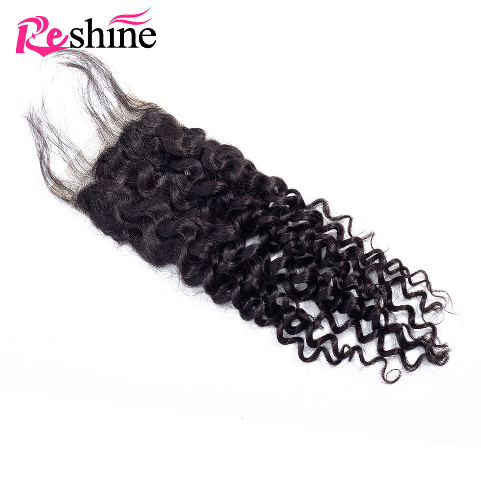 Reshine Hair Water Wave Virgin Human Hair 4 Bundles With Swiss Lace Closure Affordable Human Hair Bundles With Closure - reshine