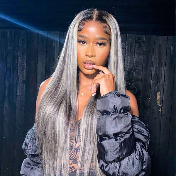 platinum blonde highlights straight human hair wigs