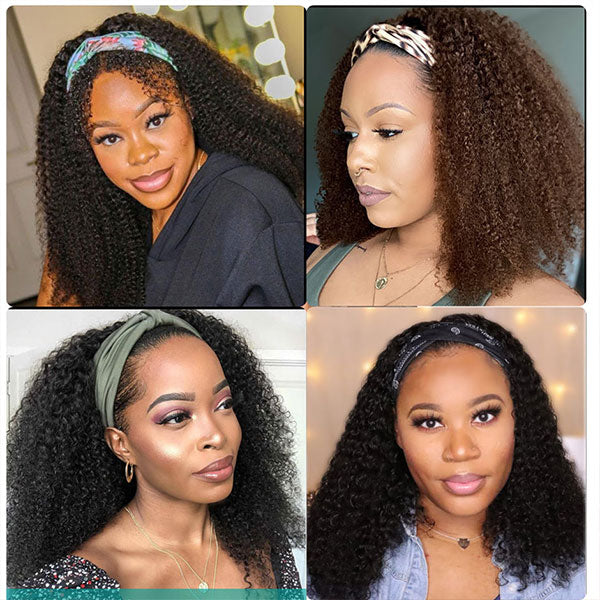 colored hair wig kinky curly hair headband wigs half wig