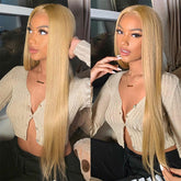 Reshine Hair 27 Strawberry Blonde Straight Human Hair Lace Wigs For Women - reshine