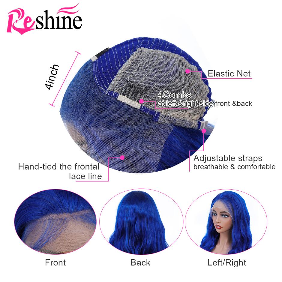 Colorful Body Wave Lace Front Human Hair Wigs 613 Blonde Lace Wig Blue Pink - reshine