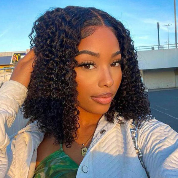 Short Bob Wear And Go Wigs Kinky Curly Hair Glueless Human Hair Wigs Pre-Cut 4x6 Lace Wig - reshine