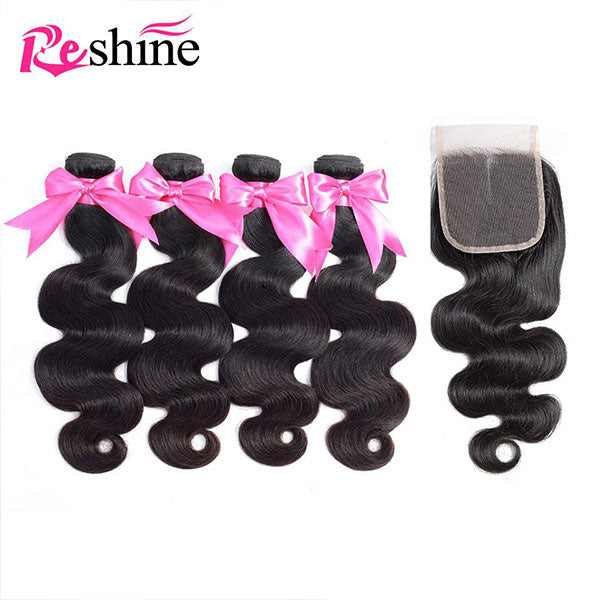 body wave human hair 4 bundles with closure