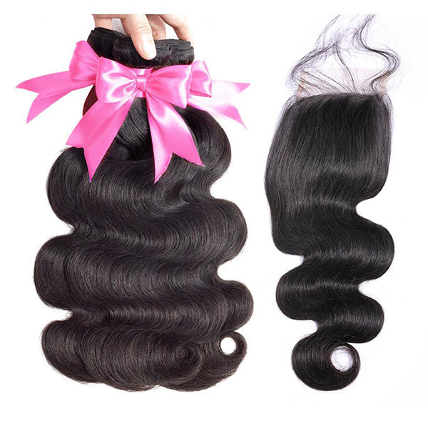 body wave human hair bundles with closure