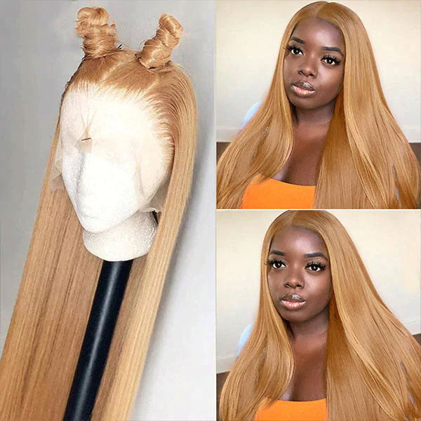 Reshine Hair Strawberry Blonde Straight Human Hair Lace Wigs For Women - reshine