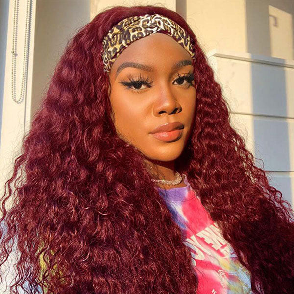burdundy color hair headband wig