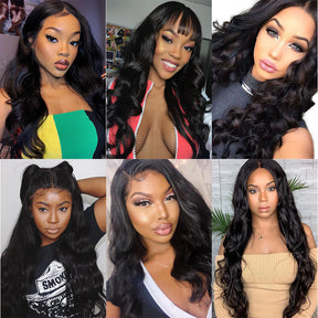 Peruvian Body Wave Human Hair Bundles With Frontal Natural Color Free Part Middle Part - reshine