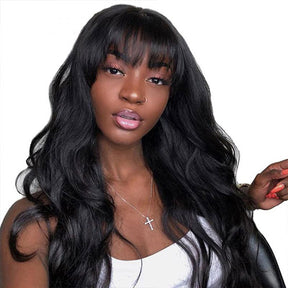 cheap human hair wigs body wave wigs with bang