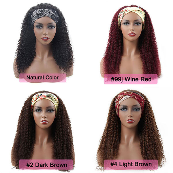 burgundy curly hair headband wig