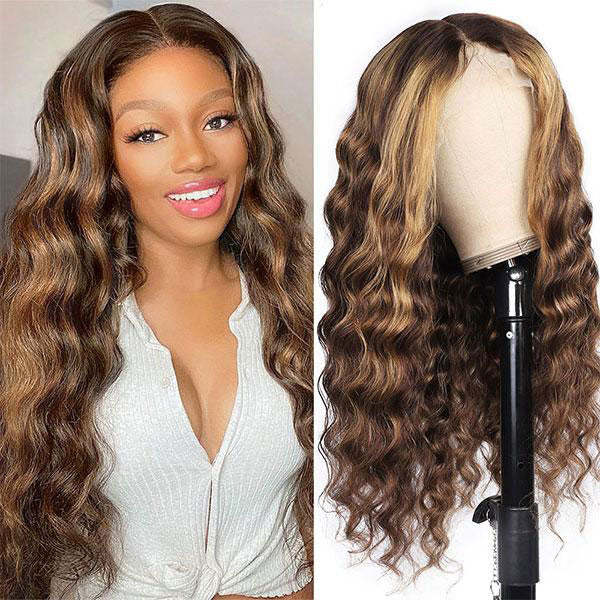 Colored hair wigs loose deep wave human hair wigs