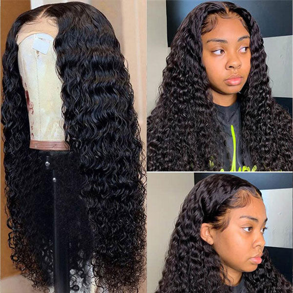deep curly hair lace front wigs pre plucked with baby hair