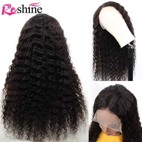 Reshine Hair Deep Wave Human Hair Lace Front Wigs Pre Plucked Deep Curly Brazilian Hair Wigs - reshine