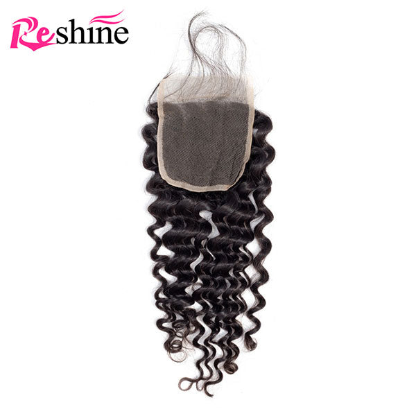 Reshine Hair 4x4 Deep Wave Swiss Lace Closure With Baby Hair Natural Color - reshine