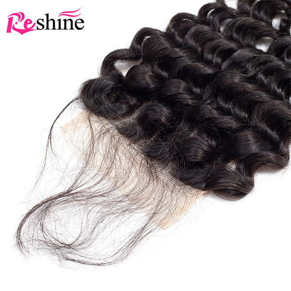 Reshine Hair 4x4 Deep Wave Swiss Lace Closure With Baby Hair Natural Color - reshine