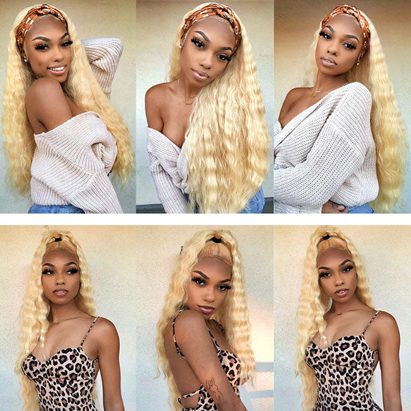 Reshine Hair Honey Blonde Deep Wave Hair Lace Front Wigs Virgin Human Hair Wigs Can Be Dyed - reshine