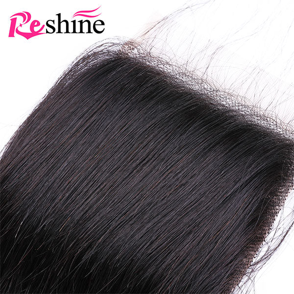 Reshine Hair Straight Human Hair Lace Closure Free Part Middle Part Swiss Lace Closure - reshine