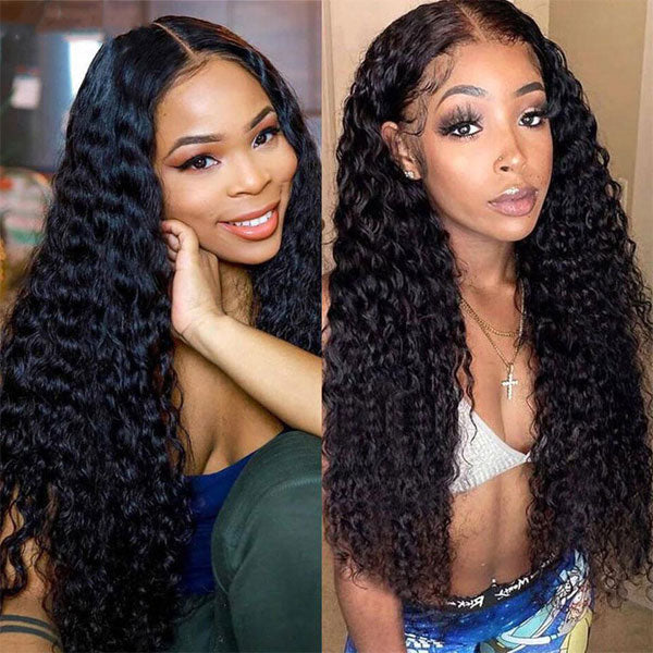 water curly hair lace front human hair wigs for black women