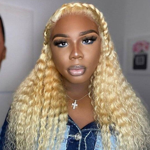 honey blonde kinky curly wig