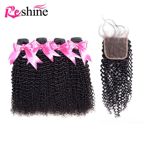 kinky curly hair 4 bundles with closure