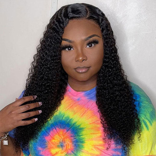 Reshine Hair Skin Melt Kinky Curly Human Hair Wigs Brazilian Curly Hair HD Lace Frontal Wigs For African American - reshine