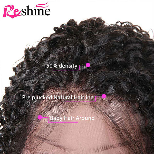 Reshine Hair Skin Melt Kinky Curly Human Hair Wigs Brazilian Curly Hair HD Lace Frontal Wigs For African American - reshine