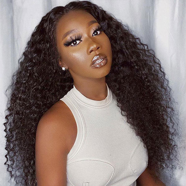 Reshine Hair Skin Melt Kinky Curly Human Hair Wigs Brazilian Curly Hair HD Lace Frontal Wigs For African American - reshine