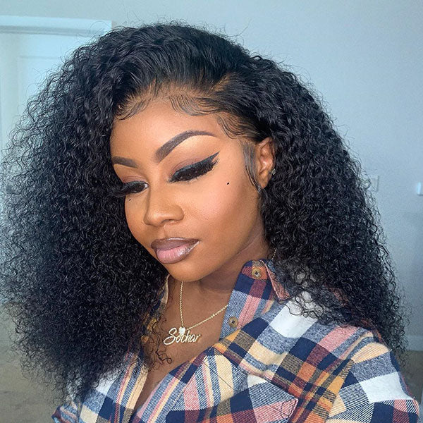 Reshine Hair Kinky Curly Hair Lace Front Wigs Virgin Human Hair Wigs Curly Hair HD Lace Wigs - reshine