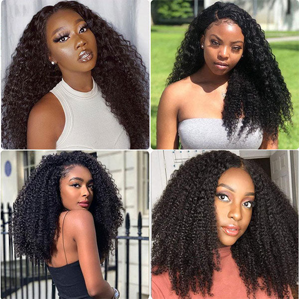 Reshine Hair Skin Melt Kinky Curly Human Hair Wigs Brazilian Curly Hair HD Lace Frontal Wigs For African American - reshine