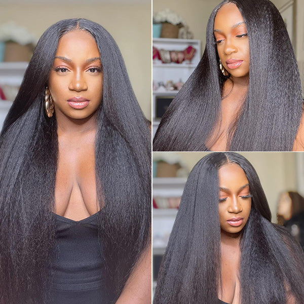 Pre-cut Lace Wear Go Wig Glueless Swiss HD Lace Closure Wigs Kinky Straight Human Hair Wigs - reshine