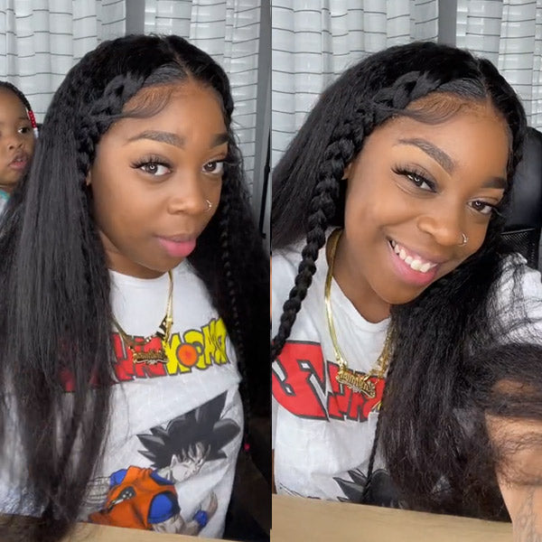 Teka B Rndorsed Kinky Straight Hair Glueless Wear And Go Wig Pre-Cut HD Lace Closure Wig - reshine